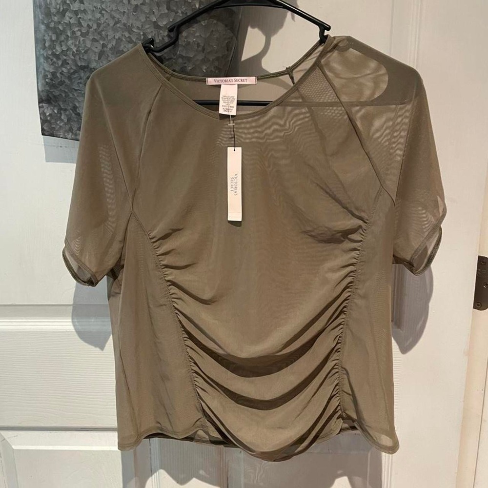 Victoria's Secret khaki green mesh crop top